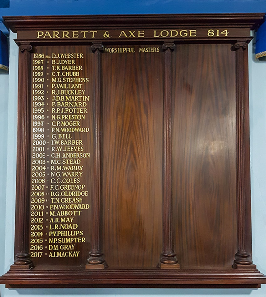 P&A Craft Honours board from 1860